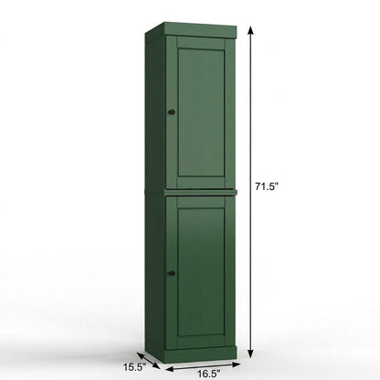 17" Green Solid Wood Double Door Linen Cabinet