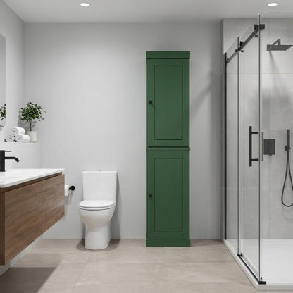 17" Green Solid Wood Double Door Linen Cabinet