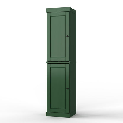 17" Green Solid Wood Double Door Linen Cabinet