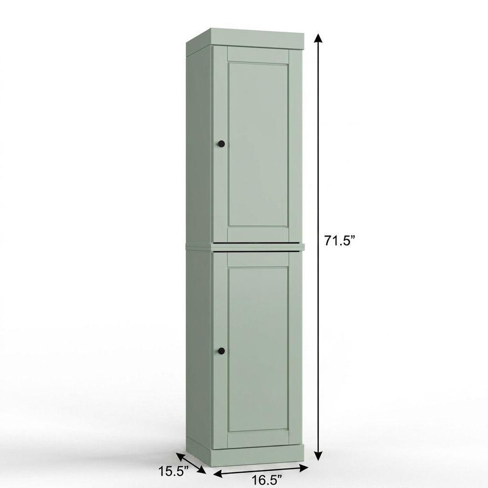 17" Sage Solid Wood Double Door Linen Cabinet HomeRoots