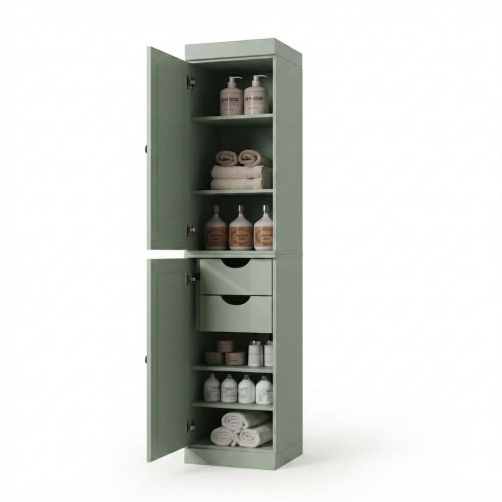 17" Sage Solid Wood Double Door Linen Cabinet — view 5