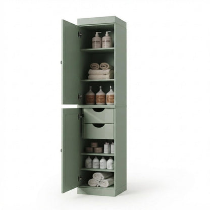 17" Sage Solid Wood Double Door Linen Cabinet HomeRoots