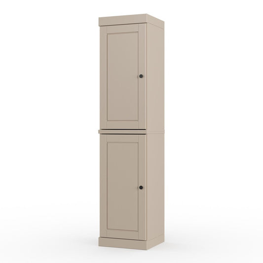 17" Beige Solid Wood Double Door Linen Cabinet
