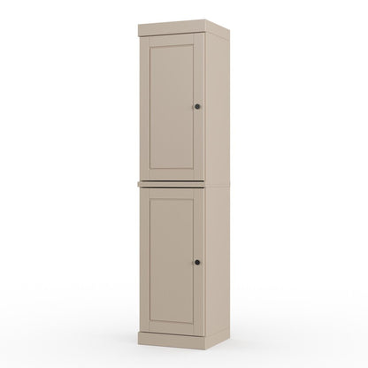 17" Beige Solid Wood Double Door Linen Cabinet HomeRoots