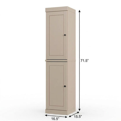 17" Beige Solid Wood Double Door Linen Cabinet HomeRoots