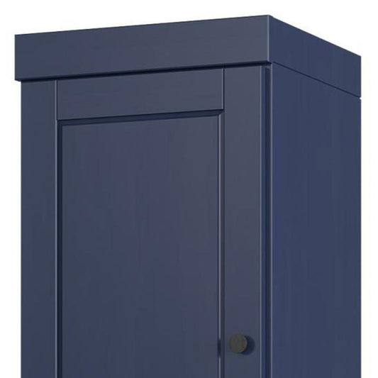 17" Navy Blue Solid Wood Double Door Linen Cabinet