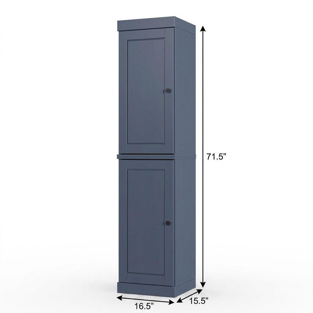17" French Blue Solid Wood Double Door Linen Cabinet HomeRoots