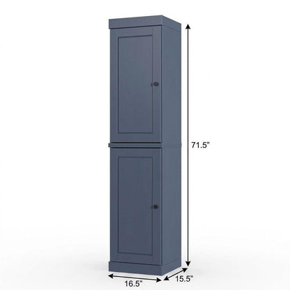 17" French Blue Solid Wood Double Door Linen Cabinet HomeRoots