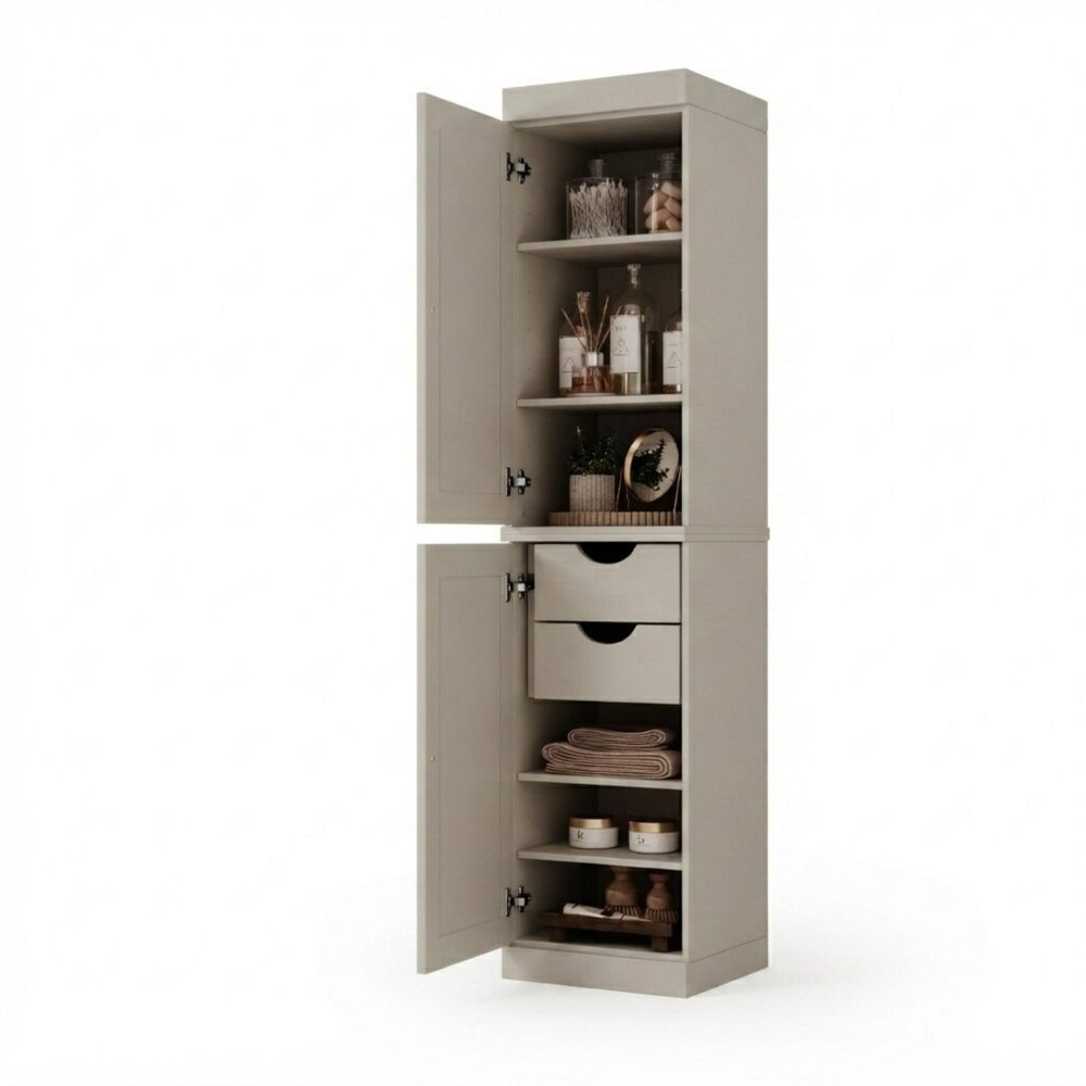 17" Off White Solid Wood Double Door Linen Cabinet — view 6