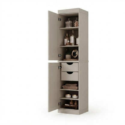 17" Off White Solid Wood Double Door Linen Cabinet HomeRoots
