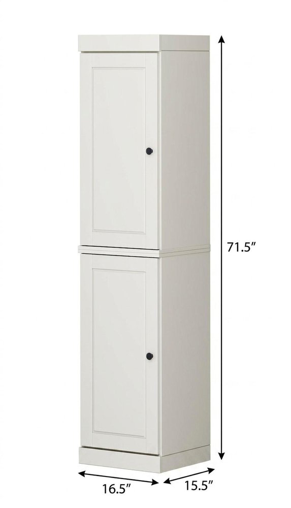 17" Off White Solid Wood Double Door Linen Cabinet