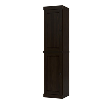 17" Espresso Solid Wood Double Door Linen Cabinet HomeRoots