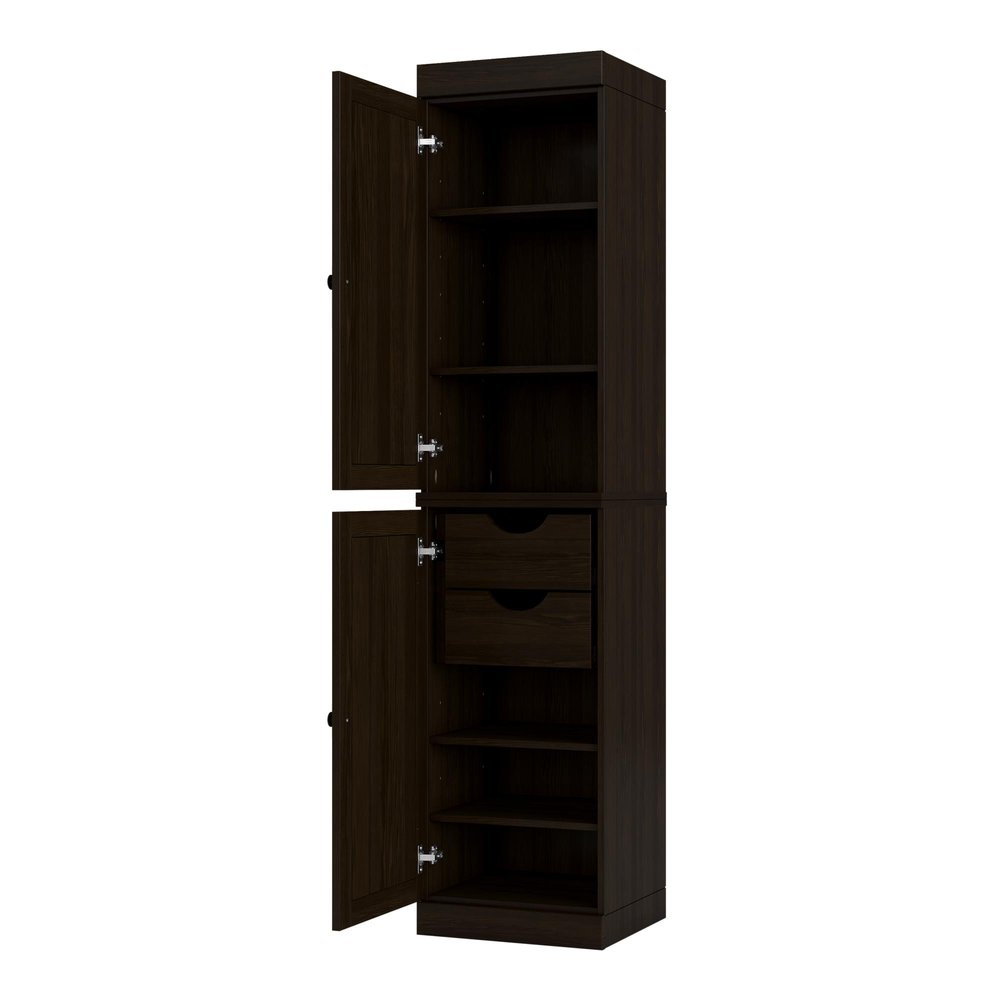 17" Espresso Solid Wood Double Door Linen Cabinet