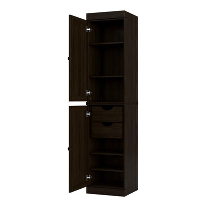 17" Espresso Solid Wood Double Door Linen Cabinet