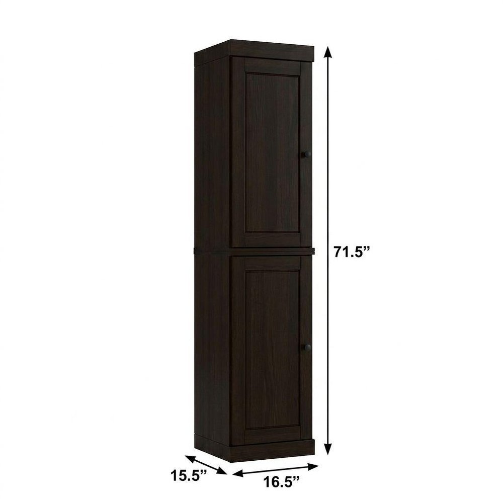 17" Espresso Solid Wood Double Door Linen Cabinet HomeRoots