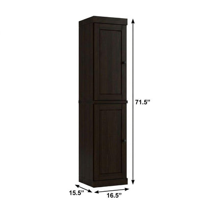 17" Espresso Solid Wood Double Door Linen Cabinet