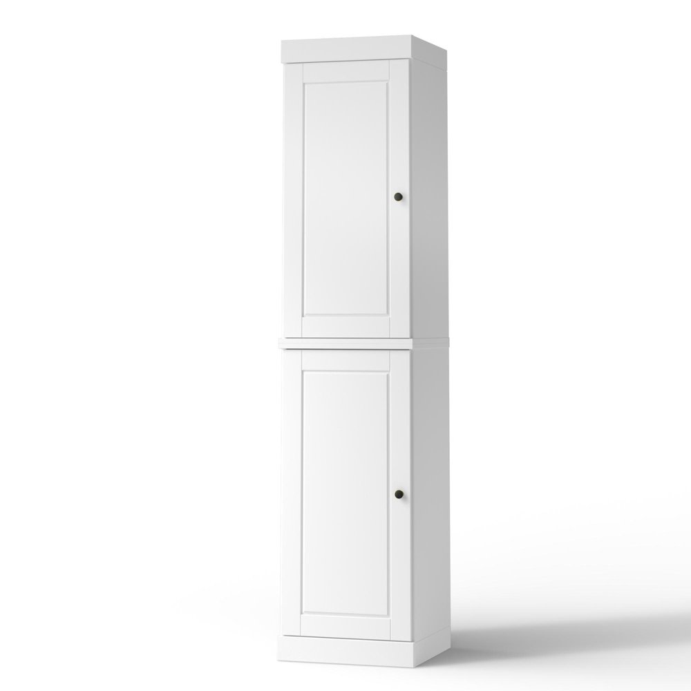 17" White Solid Wood Double Door Linen Cabinet HomeRoots
