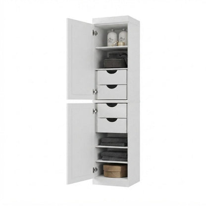 17" White Solid Wood Double Door Linen Cabinet HomeRoots