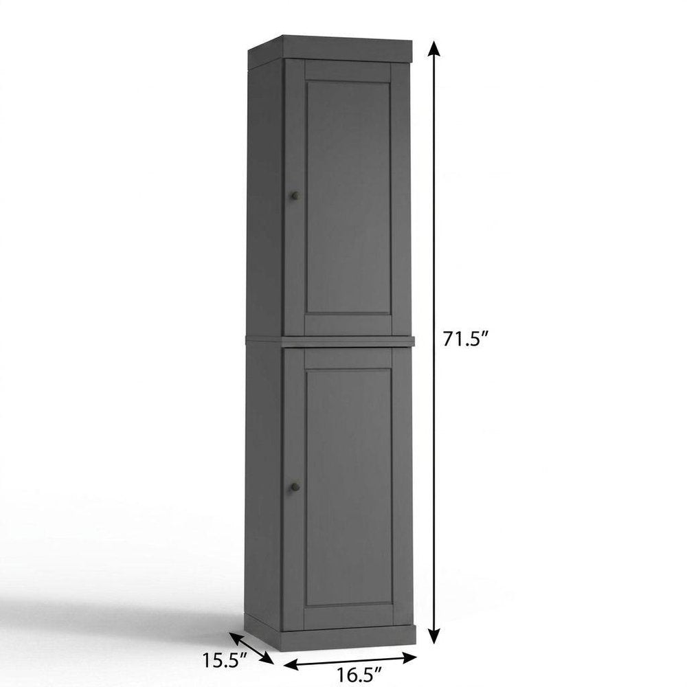 17" Gray Solid Wood Double Door Linen Cabinet HomeRoots