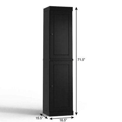 17" Black Solid Wood Double Door Linen Cabinet HomeRoots