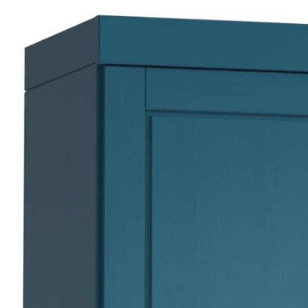 17" Teal Blue Solid Wood Double Door Linen Cabinet HomeRoots