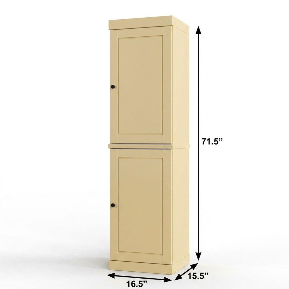 17" Yellow Solid Wood Double Door Linen Cabinet — view 4