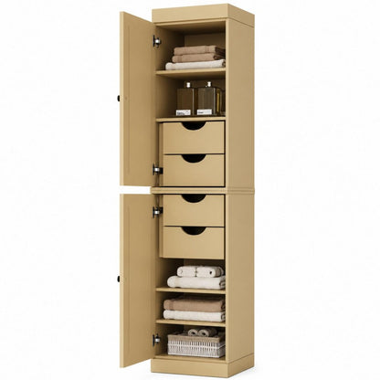 17" Yellow Solid Wood Double Door Linen Cabinet HomeRoots