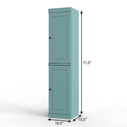 17" Aqua Solid Wood Double Door Linen Cabinet