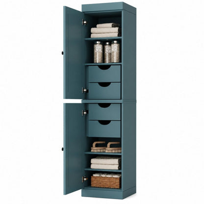 17" Aqua Solid Wood Double Door Linen Cabinet HomeRoots