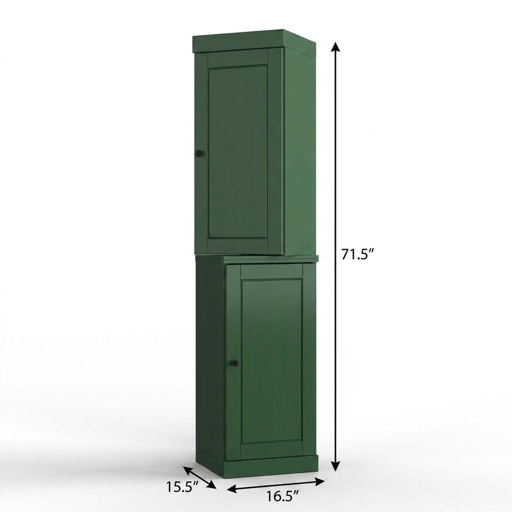17" Green Solid Wood Double Door Linen Cabinet HomeRoots