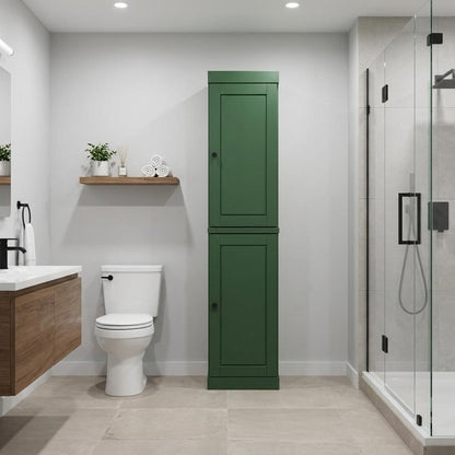 17" Green Solid Wood Double Door Linen Cabinet HomeRoots