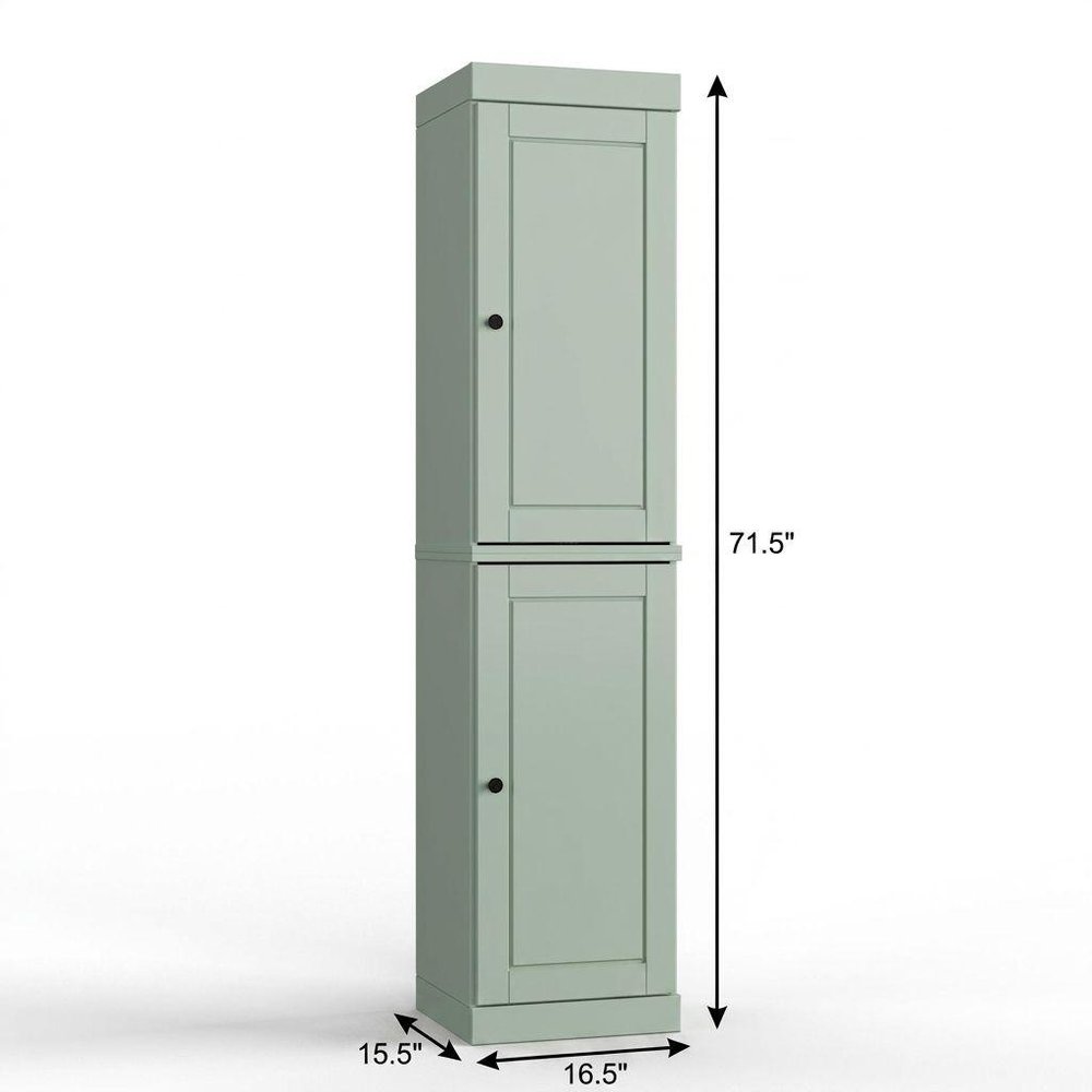17" Sage Solid Wood Double Door Linen Cabinet HomeRoots