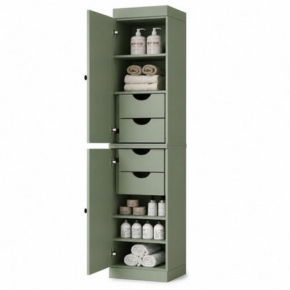 17" Sage Solid Wood Double Door Linen Cabinet HomeRoots
