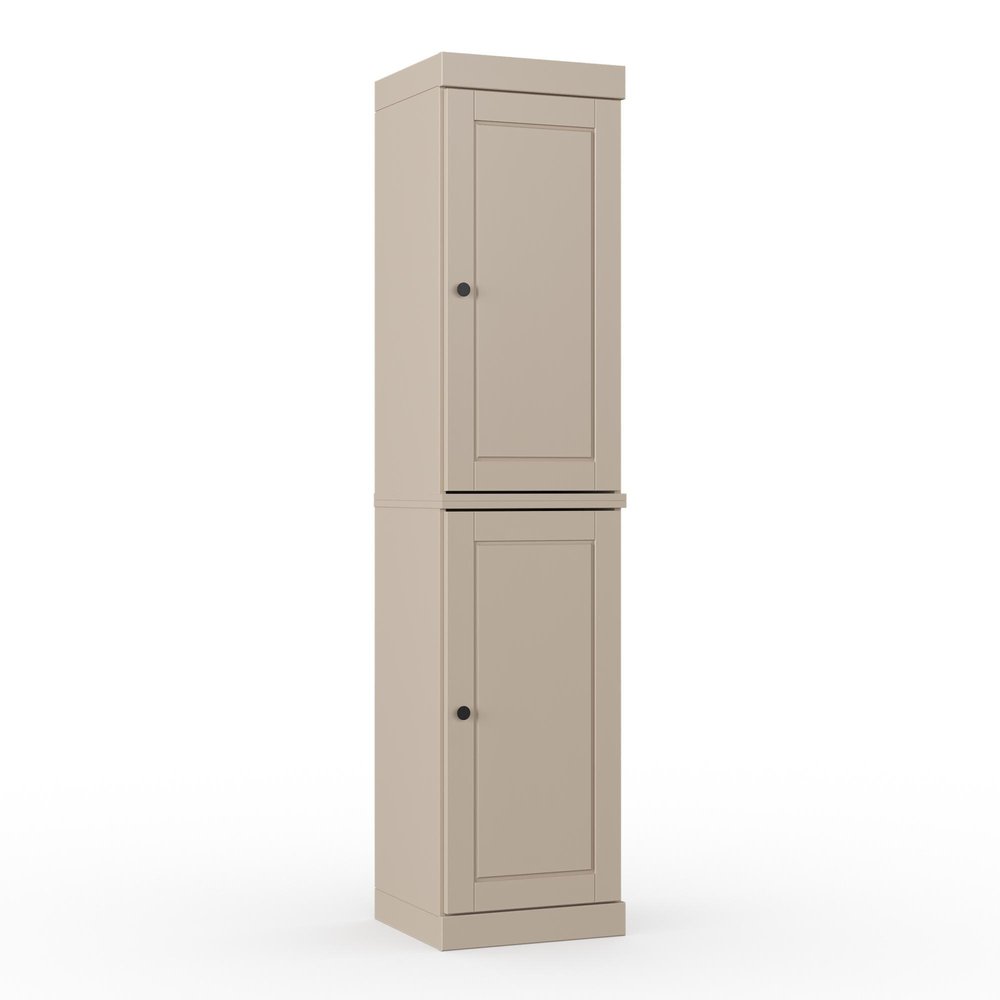 17" Beige Solid Wood Double Door Linen Cabinet — view 2