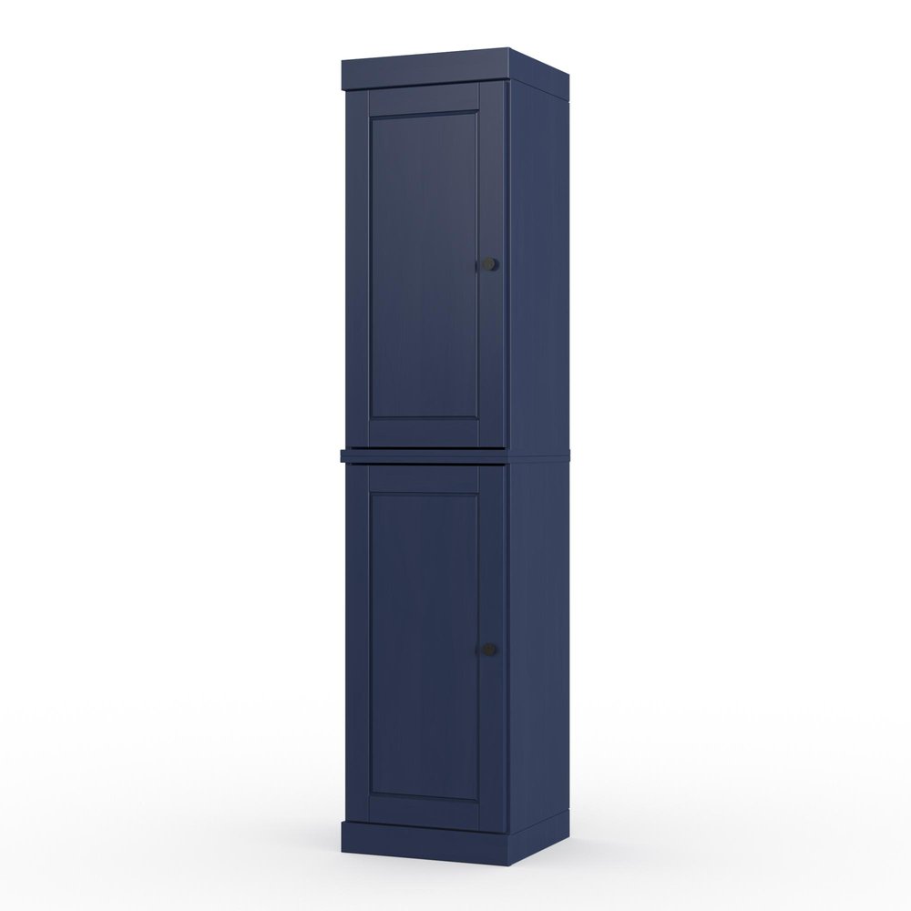 17" Navy Blue Solid Wood Double Door Linen Cabinet — view 1