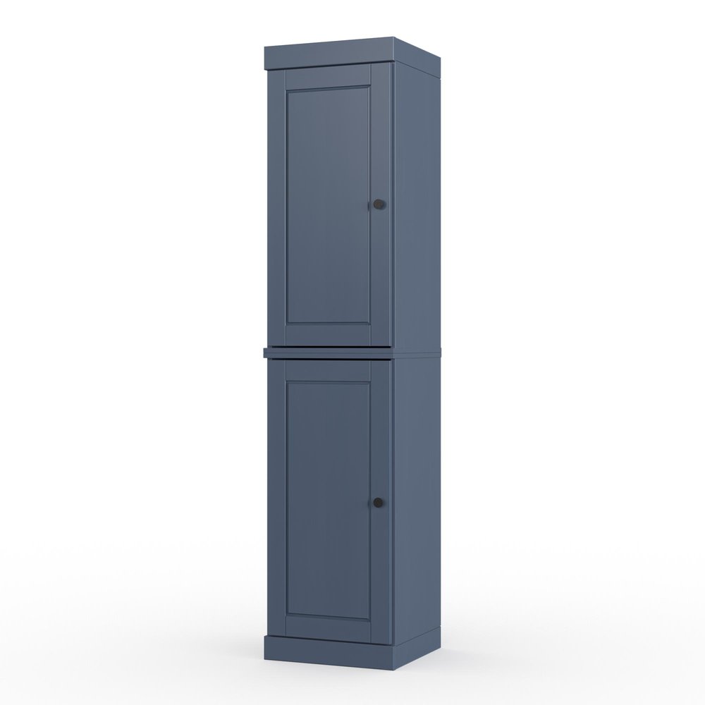 17" French Blue Solid Wood Double Door Linen Cabinet HomeRoots