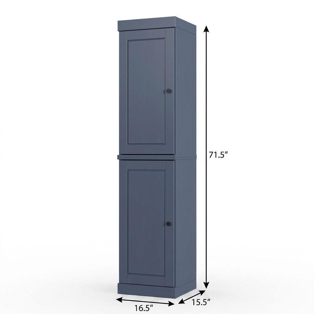 17" French Blue Solid Wood Double Door Linen Cabinet — view 4