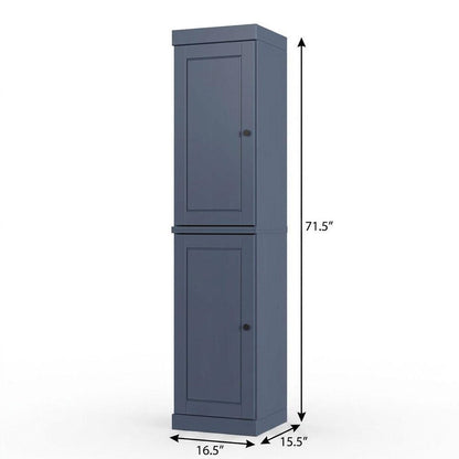 17" French Blue Solid Wood Double Door Linen Cabinet HomeRoots