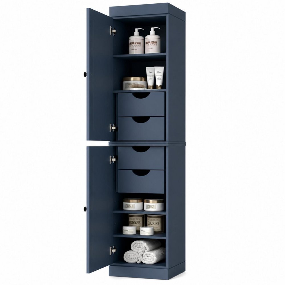 17" French Blue Solid Wood Double Door Linen Cabinet — view 5