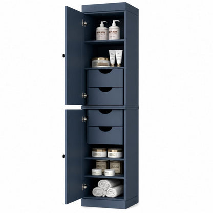 17" French Blue Solid Wood Double Door Linen Cabinet HomeRoots