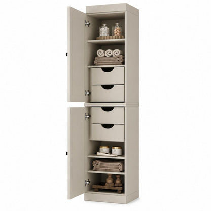 17" Off White Solid Wood Double Door Linen Cabinet HomeRoots