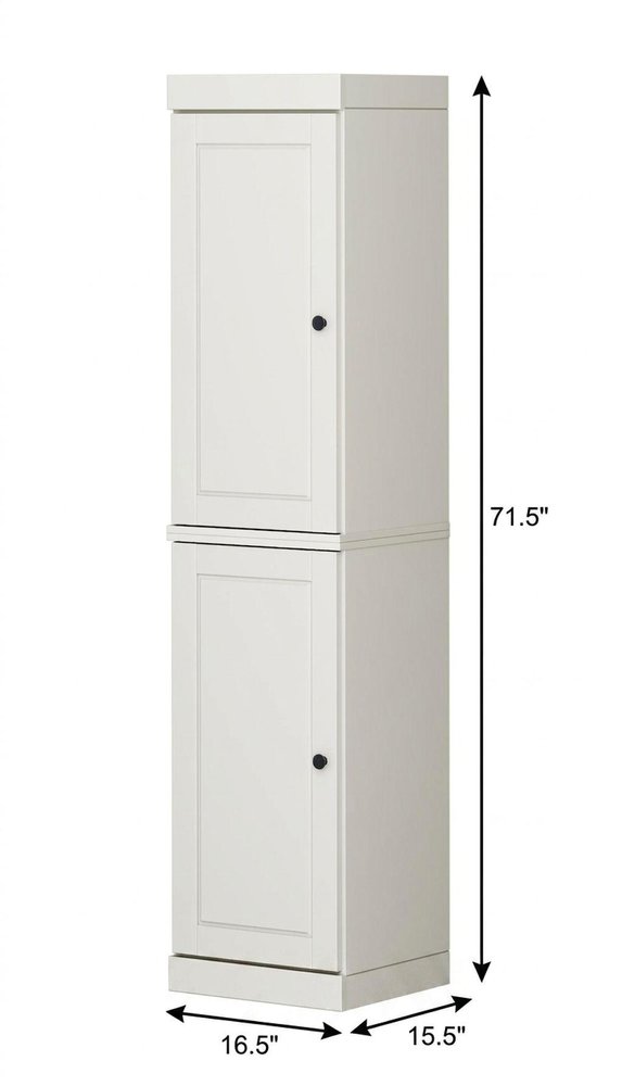 17" Off White Solid Wood Double Door Linen Cabinet HomeRoots