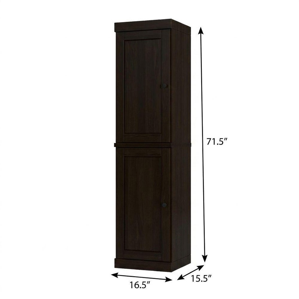 17" Espresso Solid Wood Double Door Linen Cabinet HomeRoots