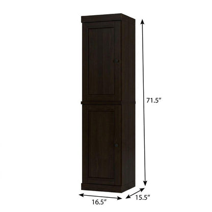 17" Espresso Solid Wood Double Door Linen Cabinet HomeRoots
