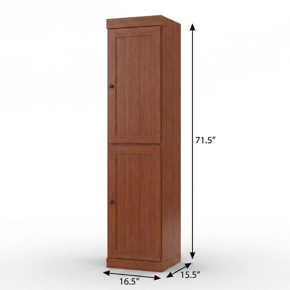 17" Coffee Solid Wood Double Door Linen Cabinet