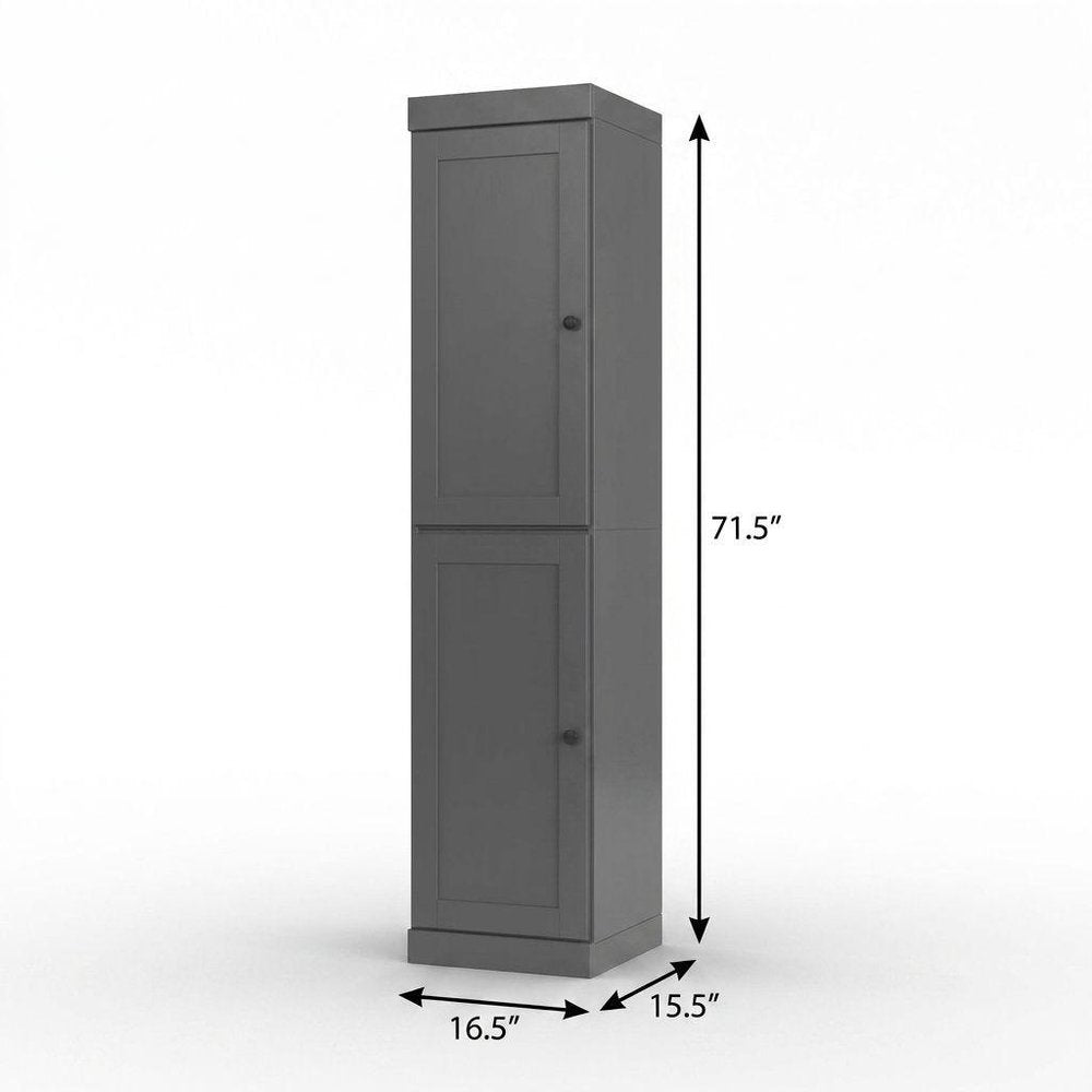 17" Gray Solid Wood Double Door Linen Cabinet HomeRoots