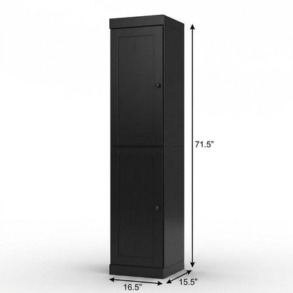 17" Black Solid Wood Double Door Linen Cabinet HomeRoots