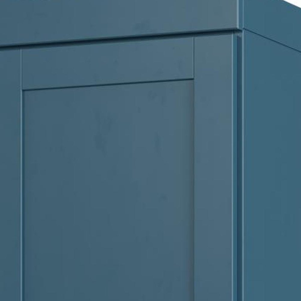 17" Teal Blue Solid Wood Double Door Linen Cabinet HomeRoots