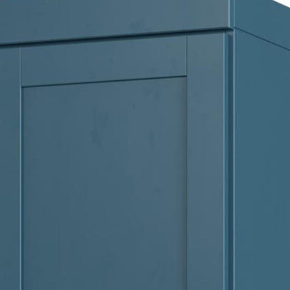 17" Teal Blue Solid Wood Double Door Linen Cabinet HomeRoots