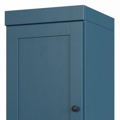 17" Teal Blue Solid Wood Double Door Linen Cabinet HomeRoots